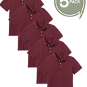 Burgundy (5-Pack) 5 5-Pack School Uniform Tagless Polo Tshirt for Little Boys & Big Boys